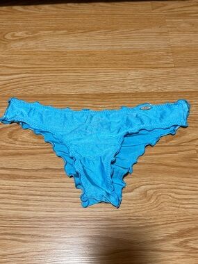 Luli Fama Shimmery Turquoise Ruffle Bikini Bottom